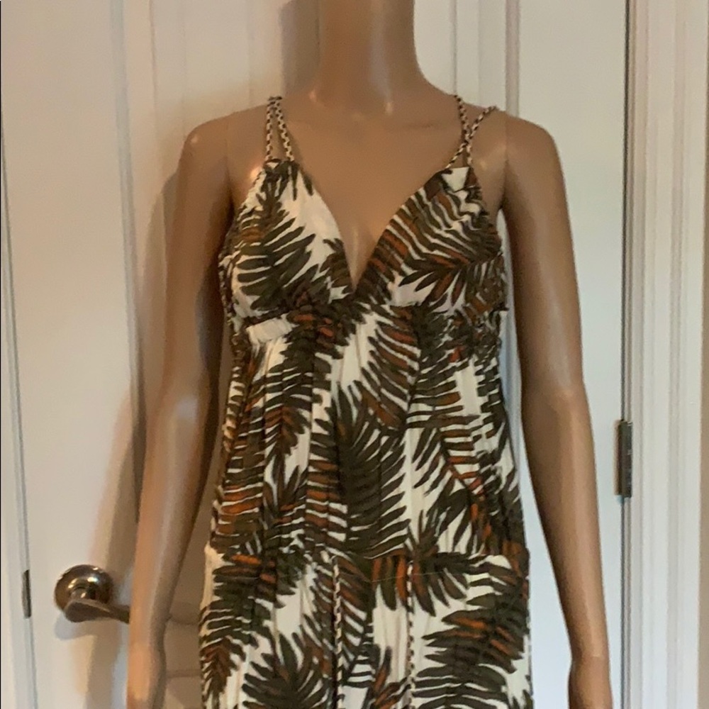 Green and white tropical one piece from Italy